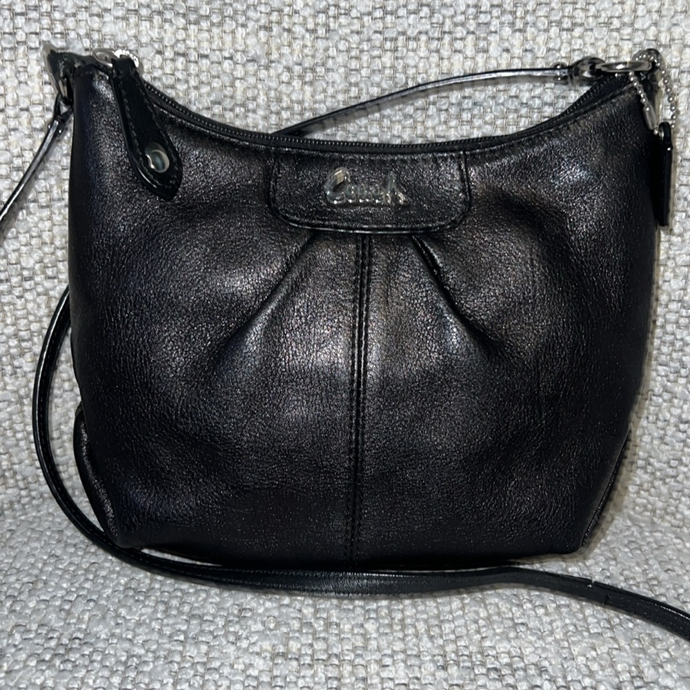 Coach Black leather Crossbody Bag with Silver Accent